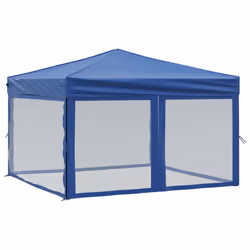 vidaXL Tenda per Feste Pieghevole con Pareti Laterali Blu 3x3 m - Vista aggiuntiva 2
