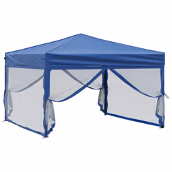 vidaXL Tenda per Feste Pieghevole con Pareti Laterali Blu 3x3 m - Vista aggiuntiva 3
