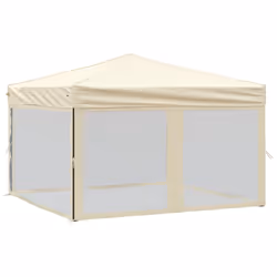 vidaXL Tenda per Feste Pieghevole con Pareti Laterali Crema 3x3 m - Vista aggiuntiva 2