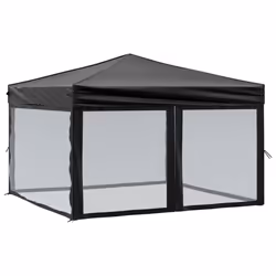 vidaXL Tenda per Feste Pieghevole con Pareti Laterali Nero 3x3 m - Vista aggiuntiva 2