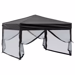 vidaXL Tenda per Feste Pieghevole con Pareti Laterali Nero 3x3 m - Vista aggiuntiva 3