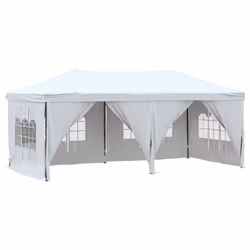vidaXL Tenda per Feste Pieghevole con Pareti Laterali Bianco 3x6 m - Vista aggiuntiva 2