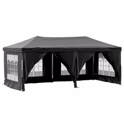 vidaXL Tenda per Feste Pieghevole con Pareti Laterali Nero 3x6 m - Vista aggiuntiva 2