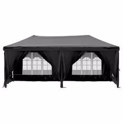 vidaXL Tenda per Feste Pieghevole con Pareti Laterali Nero 3x6 m - Vista aggiuntiva 3