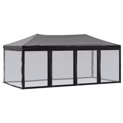 vidaXL Tenda per Feste Pieghevole con Pareti Laterali Nero 3x6 m - Vista aggiuntiva 2