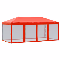 vidaXL Tenda per Feste Pieghevole con Pareti Laterali Rosso 3x6 m - Vista aggiuntiva 2
