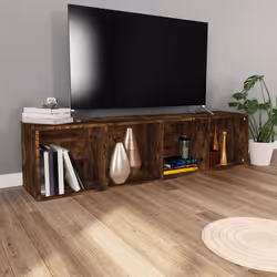 vidaXL Libreria/Mobile TV Rovere Fumo 36x30x143cm in Legno Multistrato - Vista aggiuntiva 3