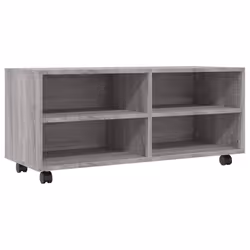 vidaXL Mobile TV con Ruote Grigio Sonoma 90x35x35cm Legno Multistrato - Vista aggiuntiva 2