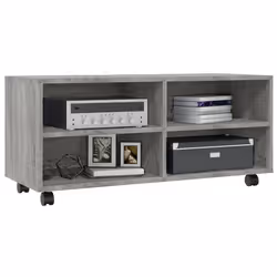 vidaXL Mobile TV con Ruote Grigio Sonoma 90x35x35cm Legno Multistrato - Vista aggiuntiva 3