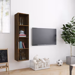 vidaXL Libreria/Mobile TV Rovere Fumo 143x30x36cm in Legno Multistrato - Vista aggiuntiva 3