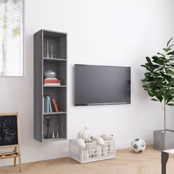 vidaXL Libreria/Mobile TV Grigio Sonoma 143x30x36 cm Legno Multistrato - Vista aggiuntiva 3