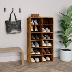 Scarpiera Salvaspazio, Portascarpe Rovere Fumo 54x34x100, 5 cm in Legno Multistrato vidaXL