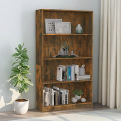 Libreria a 4 Ripiani, Scaffale Rovere Fumo 80x24x142 cm Legno Multistrato Vidaxl