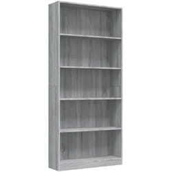 Libreria 5 Ripiani Grigio Sonoma 80x24x175 cm Legno Multistrato vidaXL