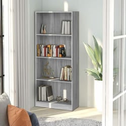 Libreria, Scaffale 4 Ripiani Grigio Sonoma 60x24x142 cm Legno Multistrato Vidaxl
