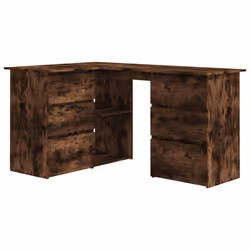 vidaXL Scrivania ad Angolo Rovere Fumo 145x100x76 cm Legno Multistrato - Vista aggiuntiva 2