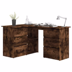 vidaXL Scrivania ad Angolo Rovere Fumo 145x100x76 cm Legno Multistrato - Vista aggiuntiva 3
