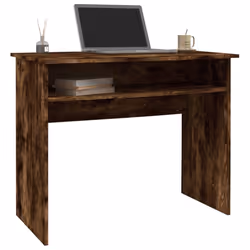 vidaXL Scrivania Rovere Fumo 90x50x74 cm in Legno Multistrato - Vista aggiuntiva 3