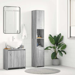 vidaXL Armadietto Bagno Grigio Sonoma 30x30x183,5 cm Legno tecnico