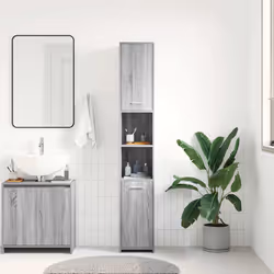 vidaXL Armadietto Bagno Grigio Sonoma 30x30x183,5 cm Legno tecnico - Vista aggiuntiva 3