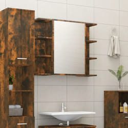 Vidaxl - Mobile Bagno, Mobiletto con lavabo Specchio Rovere Fumo 80x20, 5x64 Legno Multistrato