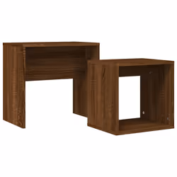 Tavolini Impilabili 2 pz Rovere Marrone in Legno Multistratocod mxl 105519 - Vista aggiuntiva 2