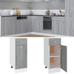 Mobile con Cassetto Grigio Sonoma 30x46x81,5 Legno Multistrato vidaXL 16642