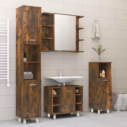 vidaXL Armadietto Bagno Rovere Fumo 30x30x95 cm in Legno Multistrato - Vista aggiuntiva 3