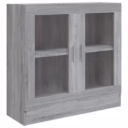 vidaXL Mobile Vetrina Grigio Sonoma 82,5x30,5x80 cm Legno Multistrato - Vista aggiuntiva 2