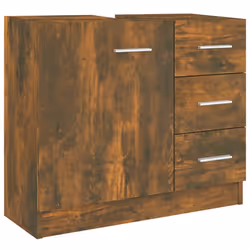 vidaXL Mobile Lavabo Rovere Fumo 63x30x54 cm in Legno Multistrato - Vista aggiuntiva 2