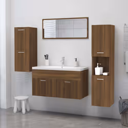 vidaXL Mobile da Bagno Rovere Marrone 30x30x130cm in Legno Multistrato - Vista aggiuntiva 3