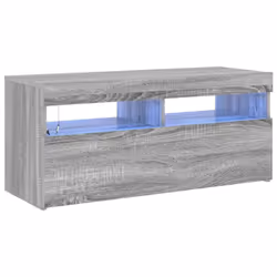 vidaXL Mobile Porta TV con Luci LED Grigio Sonoma 90x35x40 cm - Vista aggiuntiva 2
