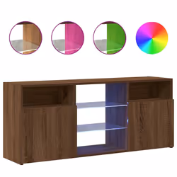 vidaXL Mobile Porta TV con Luci LED Rovere Marrone 120x30x50 cm - Vista aggiuntiva 2
