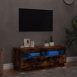vidaXL Mobile Porta TV con Luci LED Rovere Fumo 100x35x40 cm - Vista aggiuntiva 3