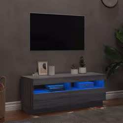 vidaXL Mobile Porta TV con Luci LED Grigio Sonoma 100x35x40 cm - Vista aggiuntiva 3