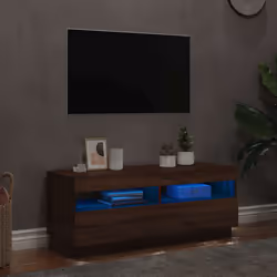 vidaXL Mobile Porta TV con Luci LED Rovere Marrone 100x35x40 cm - Vista aggiuntiva 3