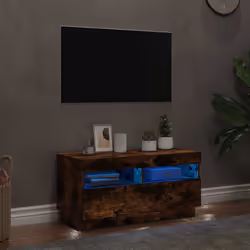 vidaXL Mobile Porta TV con Luci LED Rovere Fumo 80x35x40 cm - Vista aggiuntiva 3