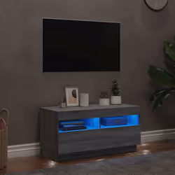 vidaXL Mobile Porta TV con Luci LED Grigio Sonoma 80x35x40 cm - Vista aggiuntiva 3