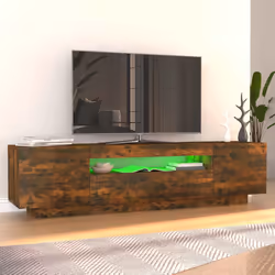 vidaXL Mobile Porta TV con Luci LED Rovere Fumo 160x35x40 cm - Vista aggiuntiva 3