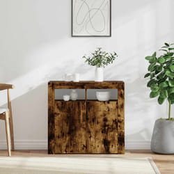 vidaXL Credenza con Luci LED Rovere Fumo 80x35x75 cm