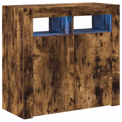 vidaXL Credenza con Luci LED Rovere Fumo 80x35x75 cm - Vista aggiuntiva 2