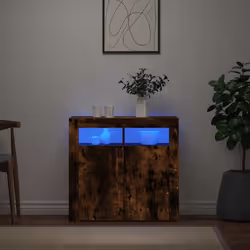 vidaXL Credenza con Luci LED Rovere Fumo 80x35x75 cm - Vista aggiuntiva 3
