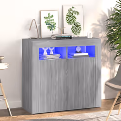 Questa credenza con luci LED, dal design minimalista, è un complemento pratico e altamente decorativo per la vostra casa! Mat ...