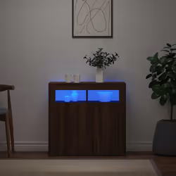 vidaXL Credenza con Luci LED Rovere Marrone 80x35x75 cm - Vista aggiuntiva 3