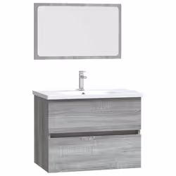 vidaXL Set Mobili da Bagno 2 pz Grigio Sonoma in Legno Multistrato - Vista aggiuntiva 2