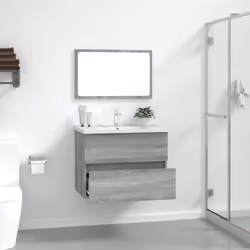 vidaXL Set Mobili da Bagno 2 pz Grigio Sonoma in Legno Multistrato - Vista aggiuntiva 3