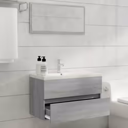 vidaXL Set Mobili da Bagno 2 pz Grigio Sonoma in Legno Multistrato - Vista aggiuntiva 3