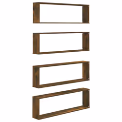 vidaXL Mensole Parete Cubo 4pz Rovere Fumo 100x15x30 Legno Multistrato - Vista aggiuntiva 2