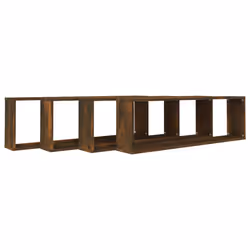 vidaXL Mensole Parete Cubo 4pz Rovere Fumo 100x15x30 Legno Multistrato - Vista aggiuntiva 3
