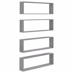 vidaXL Mensole Cubo Muro 4pz Grigio Sonoma 100x15x30 Legno Multistrato - Vista aggiuntiva 2